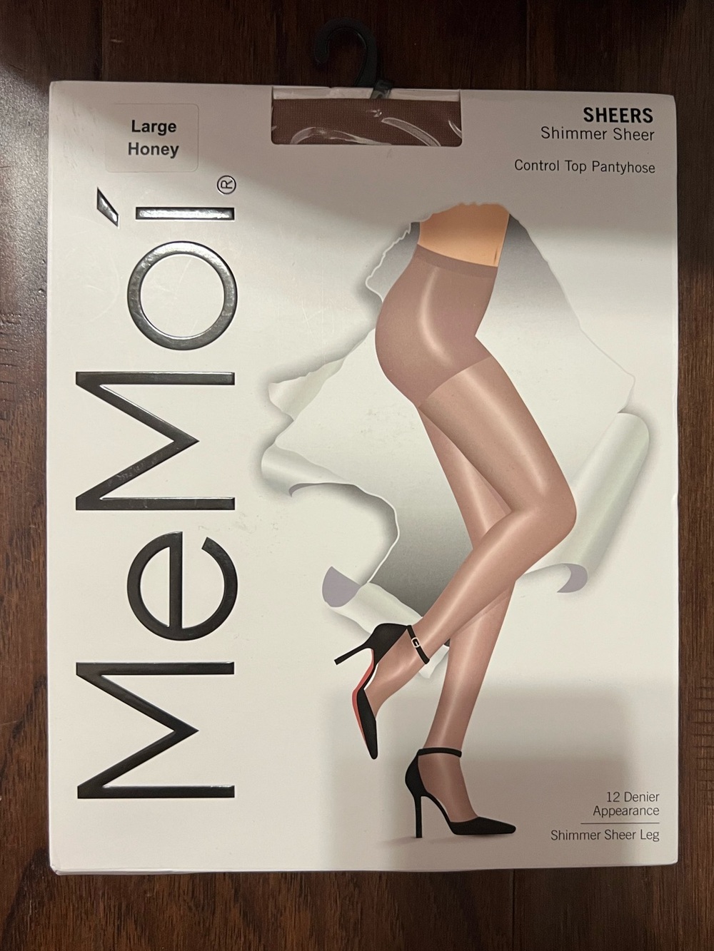 MeMoi Shimmer Sheer Control Top Pantyhose Honey, Large MSRP $12.50